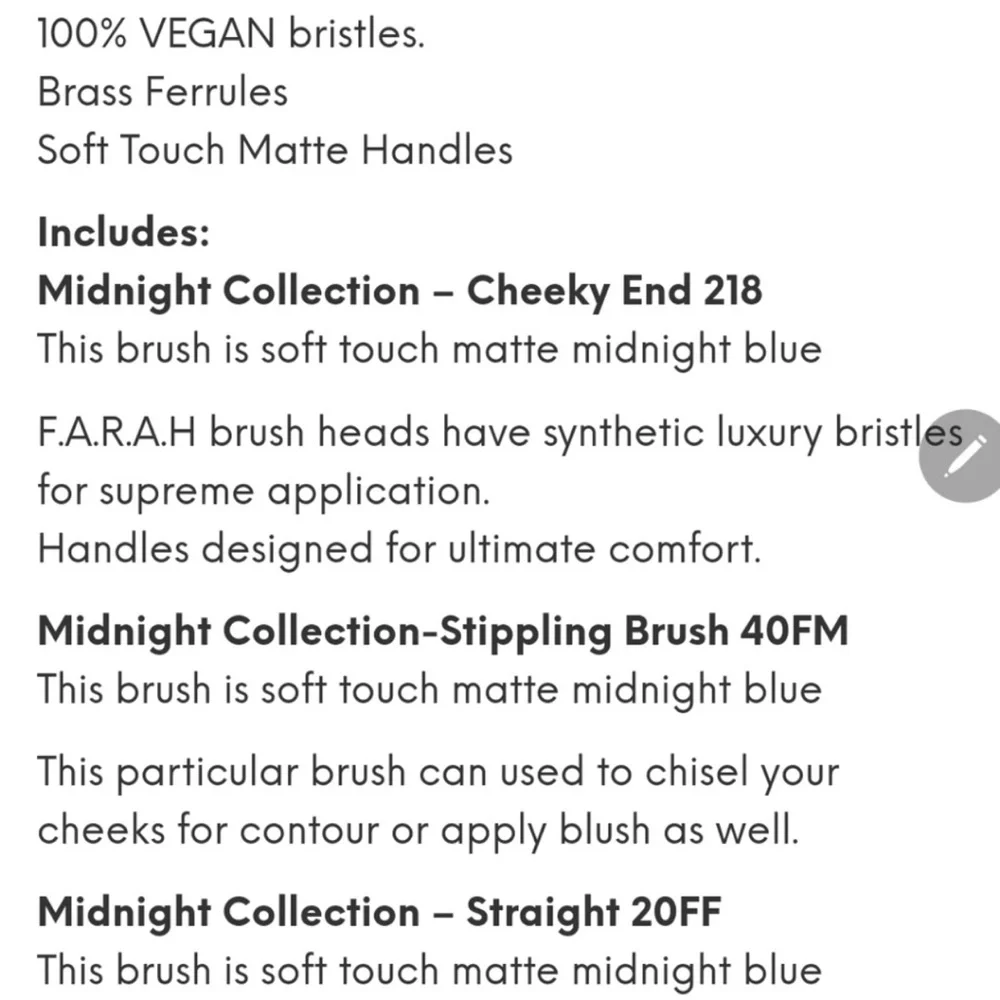 farah midnight brush trio new Jan sale